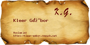 Kleer Gábor névjegykártya